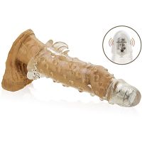 TÜSKÉS, GÉLES PÉNISZHOSSZABBÍTÓ KÖPENY VIBRÁLÓ FEJJEL - LBB 026203A - 2