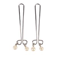 Gyöngyökkel díszített BDSM acél mellbimbócsipesz készlet - 73380197 - 3