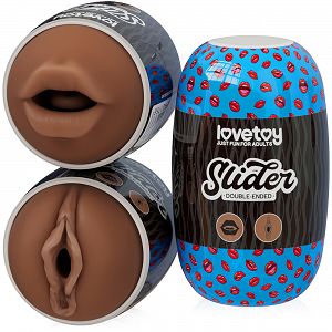 Kétoldalas maszturbátor férfiaknak barna hüvely és ajkak - 73146932