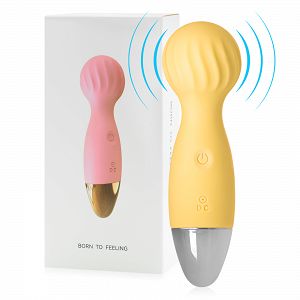 Sárga mini masszírozó pálca 12 funkciós vízálló 14 cm - 78419081