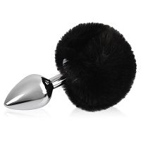 Ezüst dugó fekete pomponnal anális dugó - 75539723 - 2