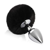 Ezüst dugó fekete pomponnal anális dugó - 75539723 - 4