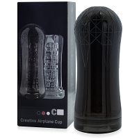 Mesterséges zselés hüvely fekete tubusban, belseje kiemelkedésekkel - 72738661 - 2