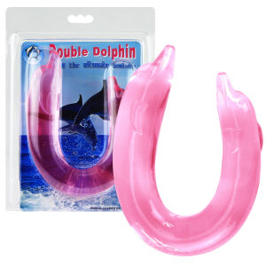 Kettős rózsaszínű sima delfin dildó pároknak 30 cm - 76417885