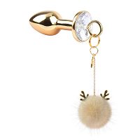 Fehér pomponos anál dugó készlet + mellbimbócsipeszek - 74154152 - 3