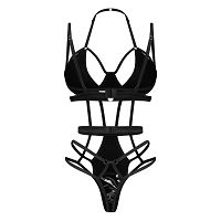 Obsessive Keira Lise fekete testharisnya pántokkal, nedves hatású fehérnemű - 79488815 - 7