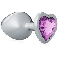 Rozsdamentes acél análkúp rózsaszín gyémánttal, 8,2 cm - 70040525 - 3