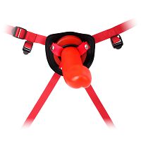 Pántos szexjáték piros, valósághű dildóval 21 cm BDSM LGBT - 71857435 - 4