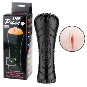 Realisztikus mesterséges hüvely fekete tubusban vagina - 74718327