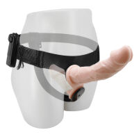 Testszínű kétoldalas vibrációs strap-on két pénisszel 10 cm + 18 cm - 70636320 - 3