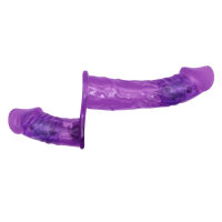 Lila kétoldalas strap-on vibrációval, két pénisz 10 cm + 18 cm - 77970723 - 6