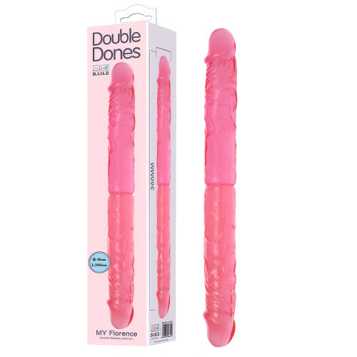 Kettős, valósághű, rugalmas rózsaszín dildó pároknak, 36 cm - 76148771