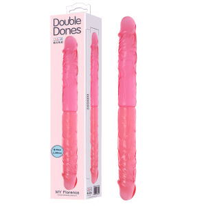Kettős, valósághű, rugalmas rózsaszín dildó pároknak, 36 cm - 76148771