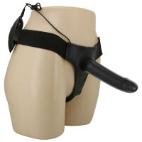 Fekete strap-on hám rezgő dildóval 16 cm + távirányító - 70043295 - 8
