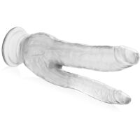 Dupla átlátszó szilikon dildo 20,5 cm tapadókoronggal - 72637400 - 2