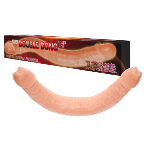 Hússzínű, dupla, realisztikus dildó belső merevítéssel, 38 cm - 73256620