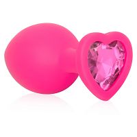 Szilikon rózsaszín anál dugó szívvel 8,1 cm - 77080715 - 3