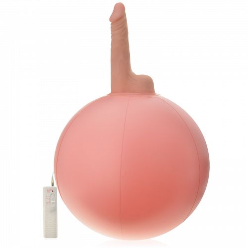 FELFÚJHATÓ LABDA REZGŐ DILDÓVAL, REALISZTIKUS VIBRÁTOR, MŰPÉNISZ 16 CM - 72111302