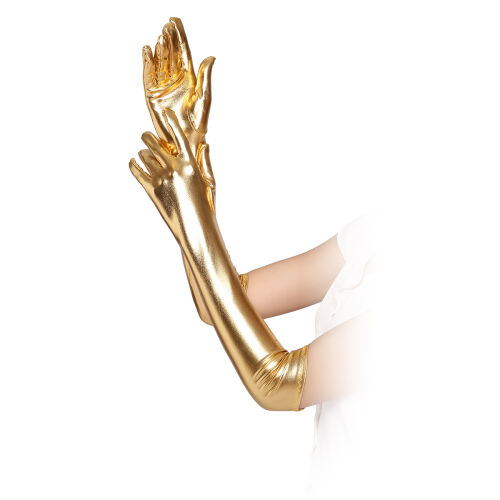 Érzéki hosszú erotikus arany színű kesztyű 45 cm - 75313841