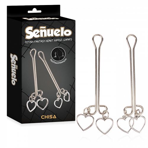 Acél mellbimbócsipesz szett BDSM szívekkel - 76740812