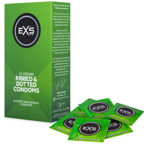 EXS RIBBED & DOTTED bordázott és pontozott óvszer 12 db - 78886149