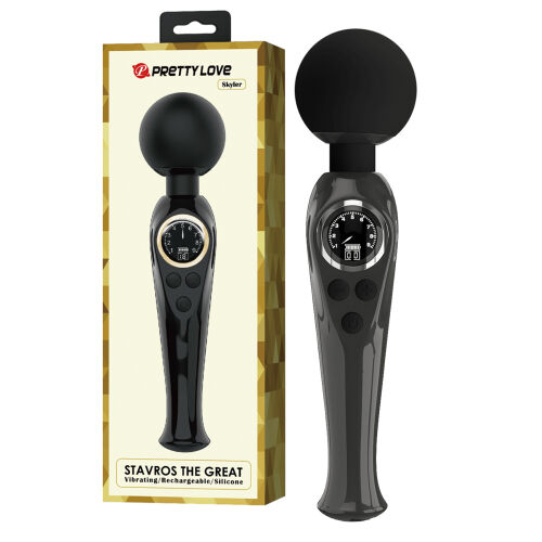 Elegáns fekete WAND masszírozó nőknek, 90 programmal - 70698736