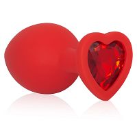 Piros anális dugó csillogó szív alakúval 8,2 cm - 72203469 - 3