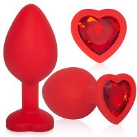 Piros anális dugó csillogó szív alakúval 8,2 cm - 72203469 - 5