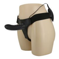 Fekete vibráló strap-on műpénisz pegginghez + távirányító - 74011327 - 2