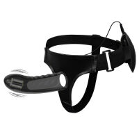 Fekete vibráló strap-on műpénisz pegginghez + távirányító - 74011327 - 3