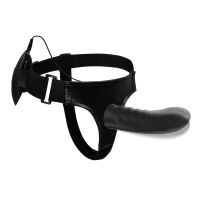 Fekete vibráló strap-on műpénisz pegginghez + távirányító - 74011327 - 5