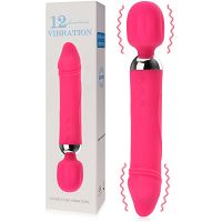 ERŐS KÉTOLDALU SZILIKON VIBRÁTOR  NŐKNEK WAND MASSZIROZÓ 2-1-BEN – 12 FUNKCIÓ - 70936739 - 2