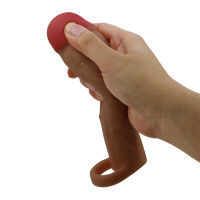 Barna élethű pénisznövelő hüvely + 5 cm - 78925159 - 5