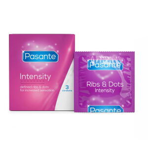 Pasante Intensity bordázott és bütykös óvszerek, 3 db - 70330629