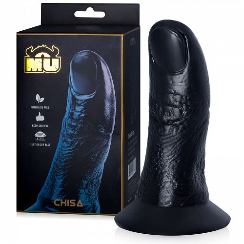 Fekete fantasy óriásujj dildó 19 cm tapadókoronggal - 70981942