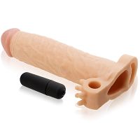 Pénisz hosszabbító +5cm rezgéssel és masszírozó kidudorodásokkal 72884604 - 4