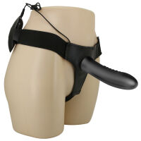 Fekete pántos strap-on vibráló 18,5 cm-es pénisszel pegging - 78192200 - 8
