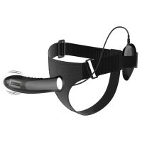 Fekete pántos strap-on vibráló 18,5 cm-es pénisszel pegging - 78192200 - 7