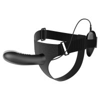 Fekete pántos strap-on vibráló 18,5 cm-es pénisszel pegging - 78192200 - 3