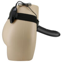 Fekete pántos strap-on vibráló 18,5 cm-es pénisszel pegging - 78192200 - 6