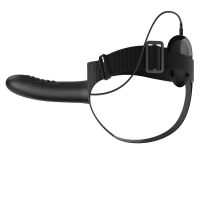 Fekete pántos strap-on vibráló 18,5 cm-es pénisszel pegging - 78192200 - 2