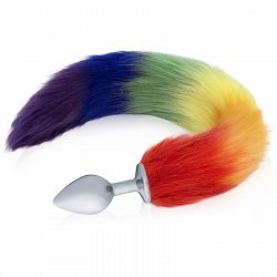 Szivárvány róka farok fenékdugó, 43 cm - Pride LGBT  - 73501445