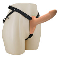 Strap-on hám testszínű pénisznövelő hüvellyel - 74696456 - 5