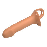 Strap-on hám testszínű pénisznövelő hüvellyel - 74696456 - 6